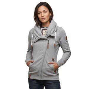 Naketano The Poet's Choice Hoodie Gray Logo Pockets Zip Size S